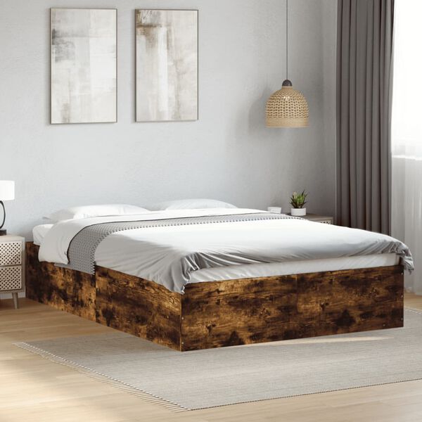 vidaXL Bettgestell R&auml;uchereiche 140x190 cm Holzwerkstoff