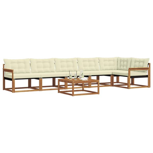 vidaXL Outdoor-Sofagarnitur mit Kissen 7 pcs Natur und Creme