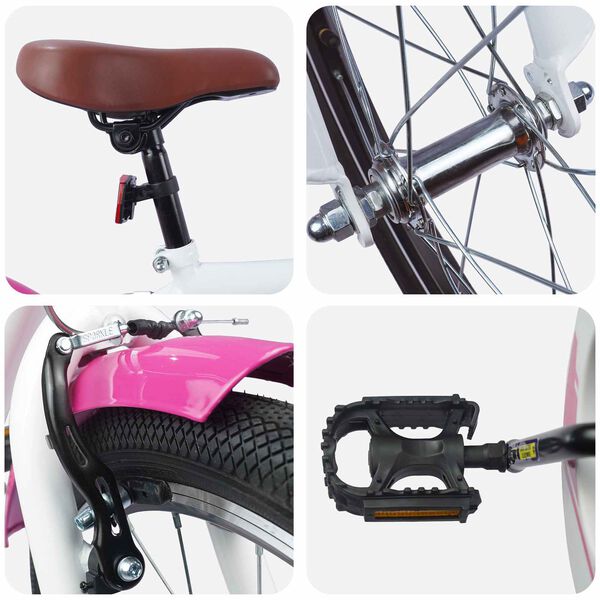 vidaXL Kinderfahrrad 18 Zoll f&uuml;r 5-7 Jahre alt Rosa
