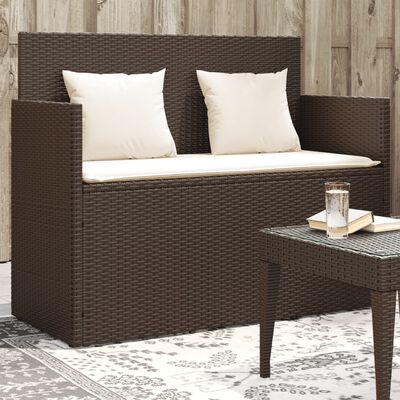 vidaXL Gartenbank mit Kissen Braun Poly Rattan