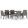 vidaXL 7-tlg. Garten-Essgruppe Poly Rattan Grau
