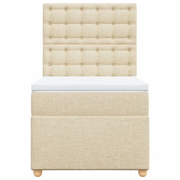 vidaXL Boxspringbett mit Matratze Creme 100x200 cm Stoff