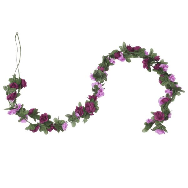 vidaXL Blumengirlanden 6 Stk. Fr&uuml;hlingsrosen Helllila 250 cm