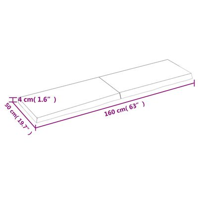 vidaXL Waschtischplatte Hellbraun 160x50x(2-4) cm Massivholz Behandelt