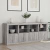 vidaXL Sideboard mit LED-Leuchten Grau Sonoma 163x37x67 cm