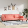 vidaXL Schlafsofa 2-Sitzer mit 2 Kissen & Hocker Rosa Samt