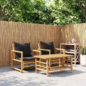 vidaXL Gartenst&uuml;hle mit Kissen 2 Stk. Bambus