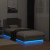 vidaXL Bettgestell mit Kopfteil und LED-Leuchten Grau Sonoma 75x190 cm