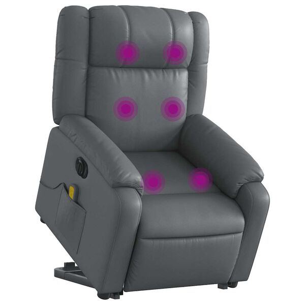 vidaXL Massagesessel mit Aufstehhilfe Elektrisch Grau Kunstleder