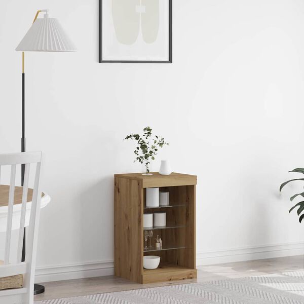 vidaXL LED-Sideboard Artisan-Eiche 41 x 37 x 67 cm Holzwerkstoff