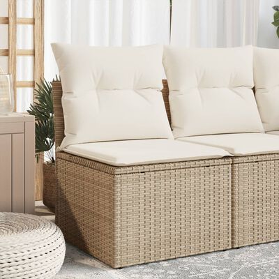 vidaXL Gartensessel ohne Armlehnen mit Kissen Beige Poly Rattan