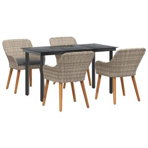 vidaXL Garten Essgruppe 5 stk. Hellgrau Poly-Rattan