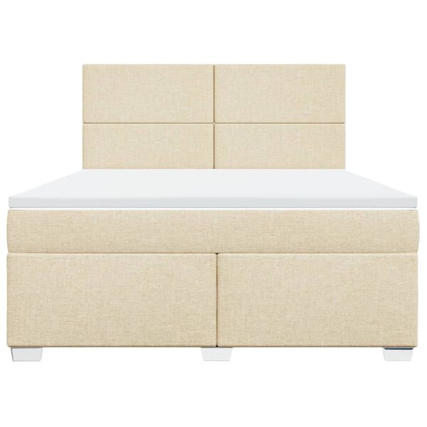vidaXL Boxspringbett mit Matratze Creme 180x200 cm Stoff