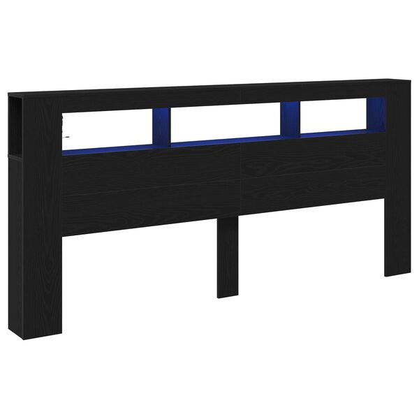 vidaXL LED Kopfteil Schwarz Eichen-Optik 220 x 18,5 x 103,5 cm