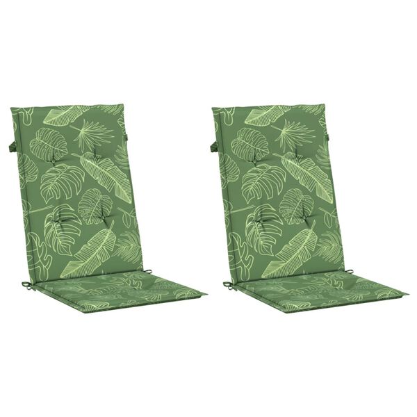 vidaXL Hochlehner-Auflagen 2 Stk. Blattmuster Stoff