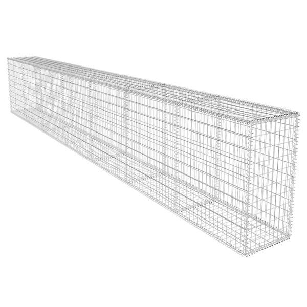 vidaXL Gabionenwand mit Abdeckung Verzinkter Stahl 600x50x100 cm