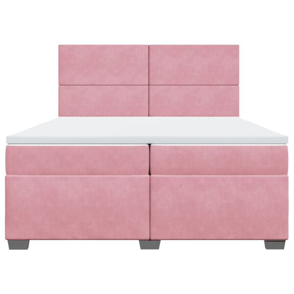 vidaXL Boxspringbett mit Matratze Rosa 200x200 cm Samt
