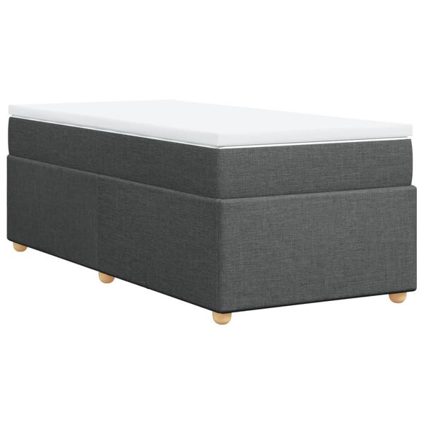 vidaXL Boxspringbett mit Matratze Dunkelgrau 90x190 cm Stoff