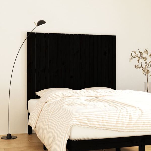 vidaXL Wand-Kopfteil Schwarz 140x3x110 cm Massivholz Kiefer