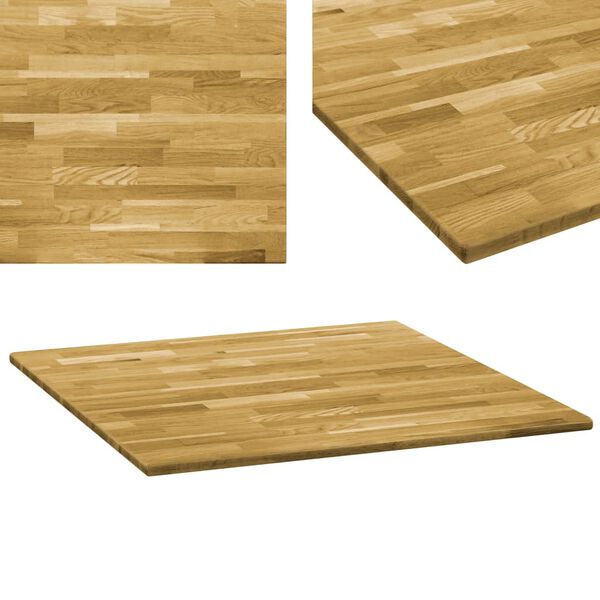 vidaXL Tischplatte Eichenholz Massiv Quadratisch 23 mm 70x70 cm