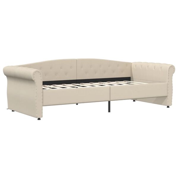 vidaXL Tagesbett mit Matratze USB Creme Stoff 90x200 cm
