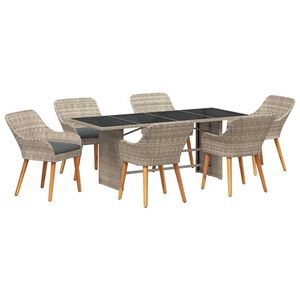 vidaXL Garten Essgruppe 7 stk. Hellgrau Poly-Rattan