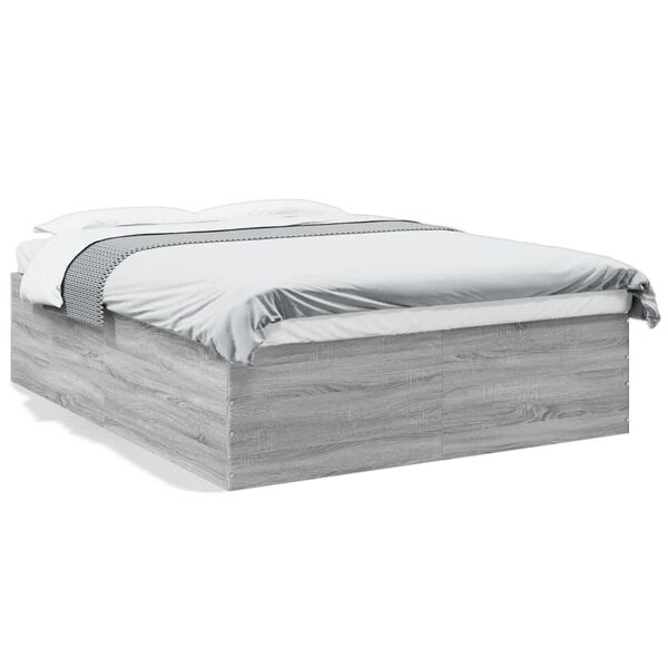 vidaXL Bettgestell Grau Sonoma 160x200 cm Holzwerkstoff