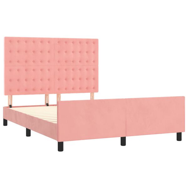 vidaXL Bettgestell mit Kopfteil Rosa 140x190 cm Samt