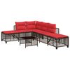vidaXL 3-teiliges Ecksofa-Set f&uuml;r den Garten mit Kissen, braun, Polyrattan
