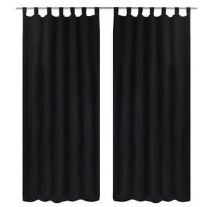 vidaXL Vorh&auml;nge Gardinen aus Satin 2-teilig 140 x 175 cm Schwarz