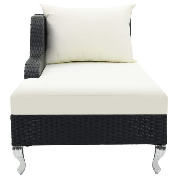 vidaXL Sonnenliege mit Auflage Poly Rattan Schwarz