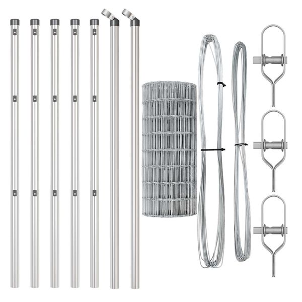 vidaXL Zaun mit Pfosten Silber 0,4 x 50 m Stahl und PVC