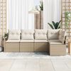 vidaXL Sofa Set mit Kissen 5 pcs Beige Poly Rattan