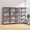 vidaXL Regale mit 5 B&ouml;den 4 Stk. Blau Stahl & Holzwerkstoff