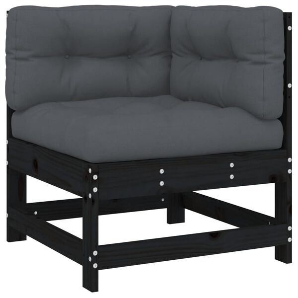 vidaXL 8-tlg. Garten-Lounge-Set mit Kissen Schwarz Massivholz
