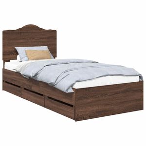 vidaXL Bettrahmen Braun Eichen-Optik 90 x 190 cm Ingenieurs Holz