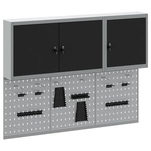 vidaXL Werkzeugschrank-Set 5 Stk. Schwarz Pulverbeschichteter Stahl