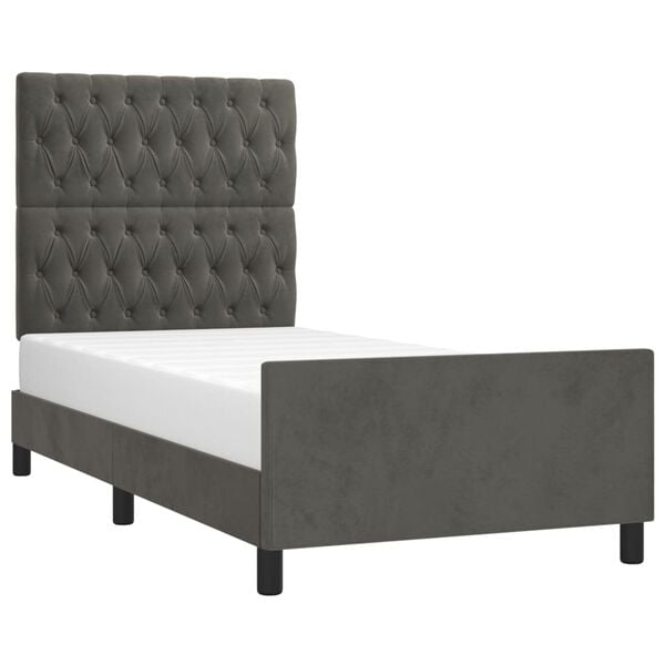 vidaXL Bettgestell ohne Matratze Dunkelgrau 100x200 cm Samt
