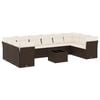 vidaXL 11-tlg. Garten-Sofagarnitur mit Kissen Braun Poly Rattan