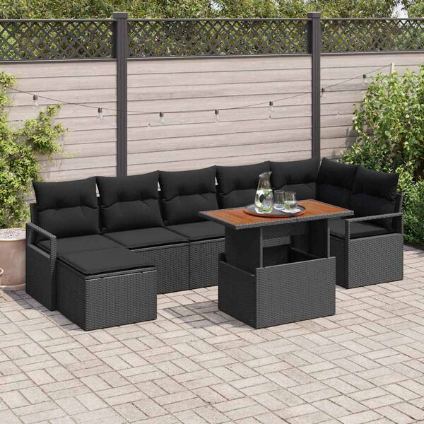 vidaXL Garten Essgruppe mit Kissen 8 pcs Schwarz und Braun