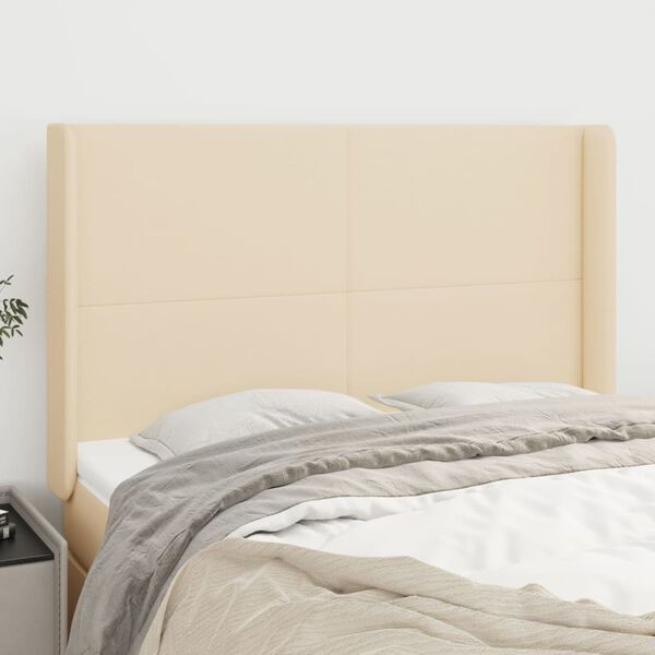 vidaXL Kopfteil mit Ohren Creme 147x16x118/128 cm Stoff