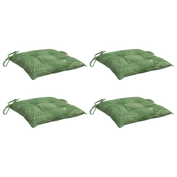 vidaXL Stuhlkissen 4 Stk. Blattmuster 50x50x7 cm Stoff