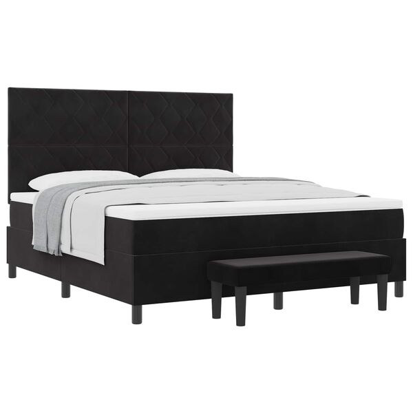 vidaXL Boxspringbett mit Matratze Schwarz 180 x 200 cm Samt