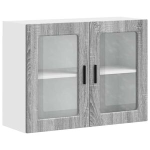 vidaXL K&uuml;chen-H&auml;ngeschrank mit Glast&uuml;r Porto Grau Sonoma
