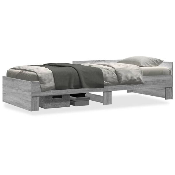 vidaXL Bettgestell Grau Sonoma 100x200 cm Holzwerkstoff