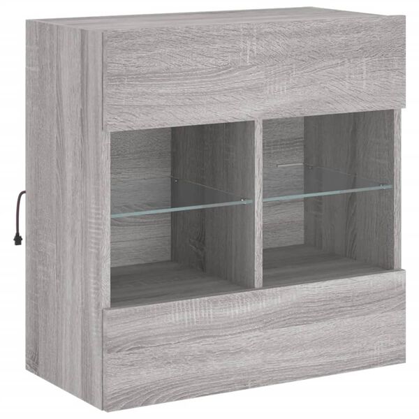 vidaXL TV-Wandschrank mit LED-Leuchten Grau Sonoma 58,5x30x60,5 cm