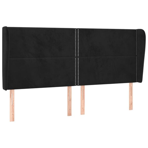 vidaXL Kopfteil mit Ohren Schwarz 203x23x118/128 cm Samt