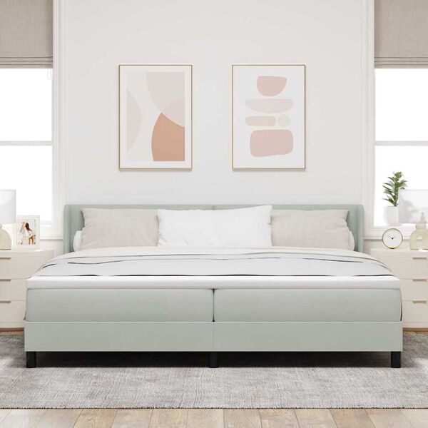 vidaXL Boxspringbett mit Matratze Hellgrau 200 x 200 cm Polyester