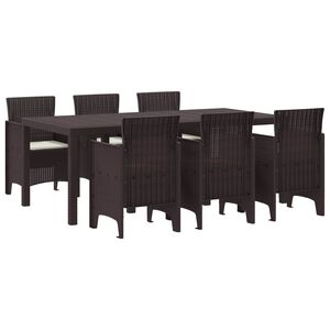 vidaXL Garten Essgruppe 7 pcs Braun Polypropylen