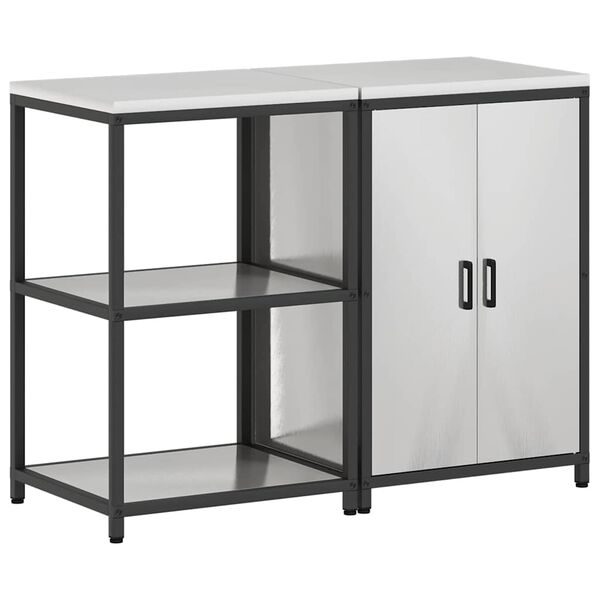 vidaXL Aufbewahrungsset f&uuml;r die K&uuml;che mit Regal 2 pcs Silber Edelstahl